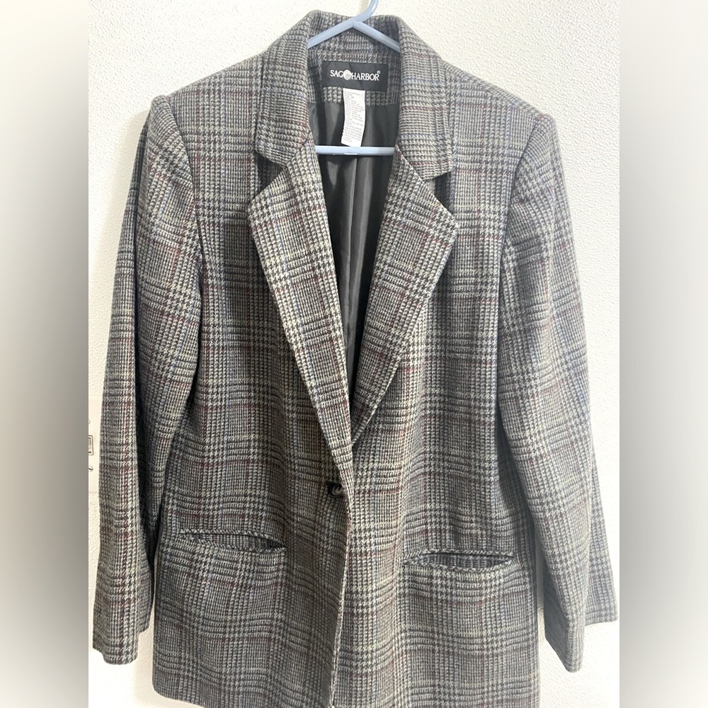 Sag Harbor plaid blazer size 10 wool great fall colors